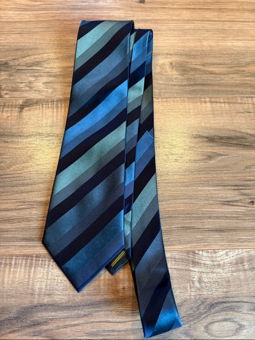 BCBG Men's Striped Silk Tie in Blue and Black